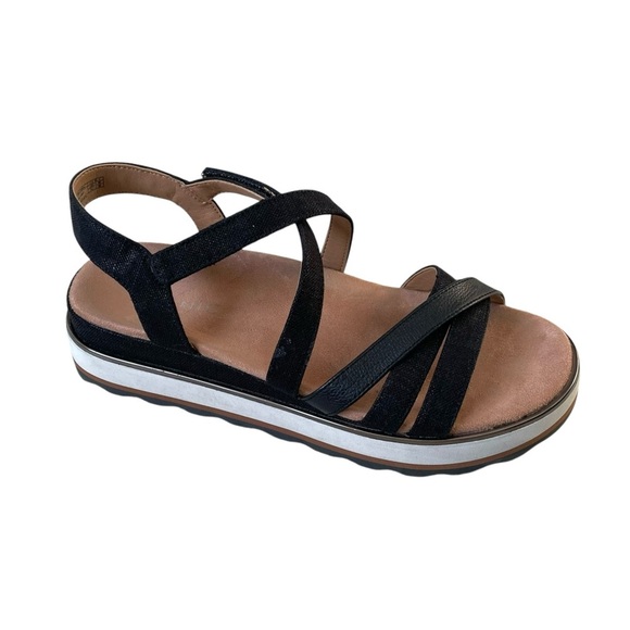 VIONIC Kellyn Strappy Platform Sandals Black White 7.5 - Picture 1 of 12